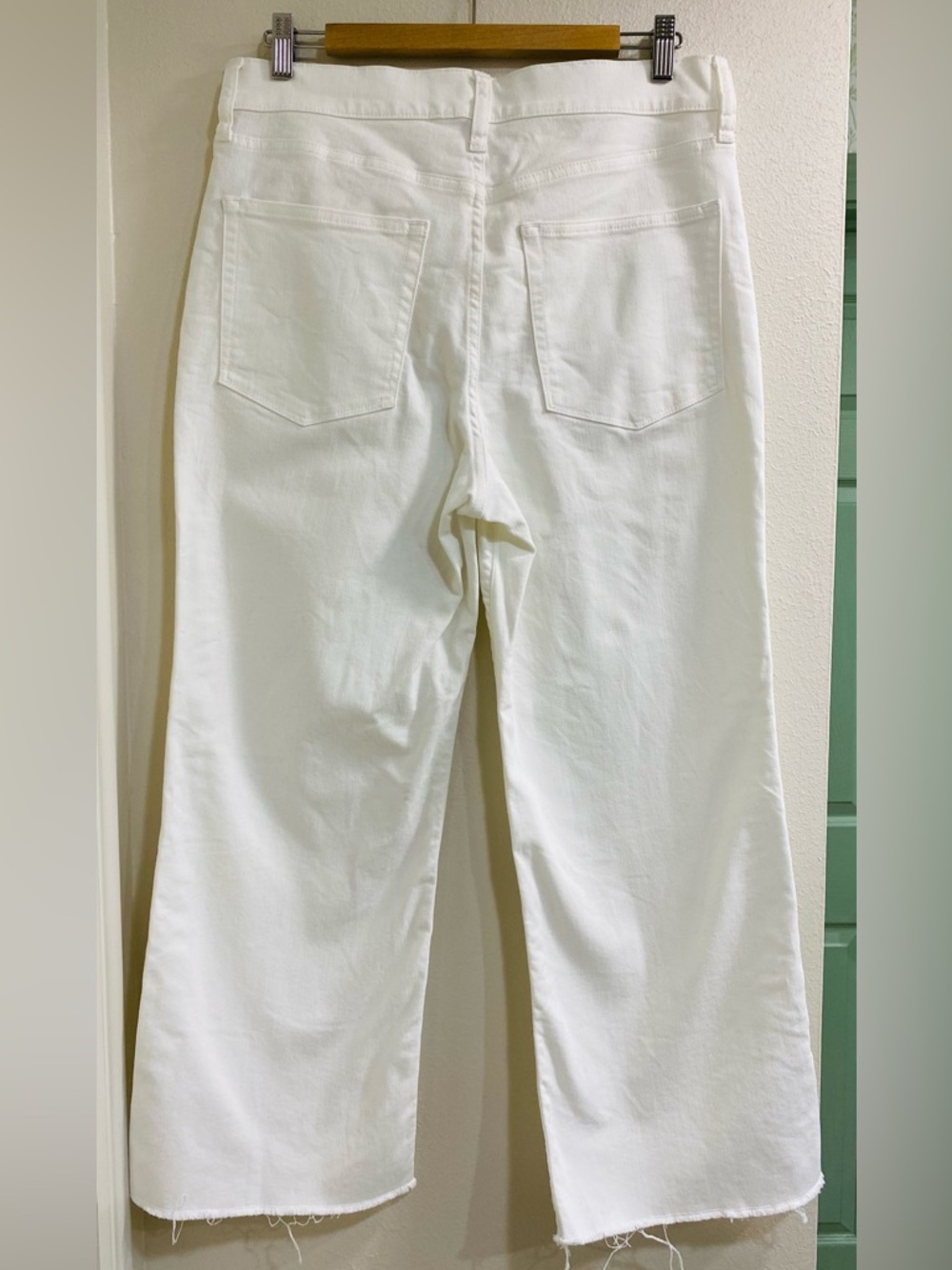 J. Crew White Wide-Leg Crop Raw Hem Jeans Size 30 - Picture 6 of 7